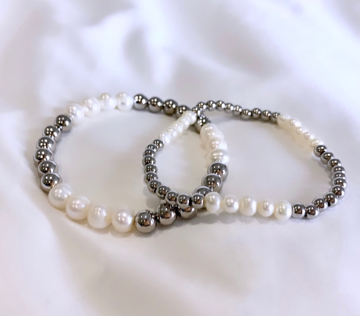 Three X the Pearl Stack Bracelet Silver