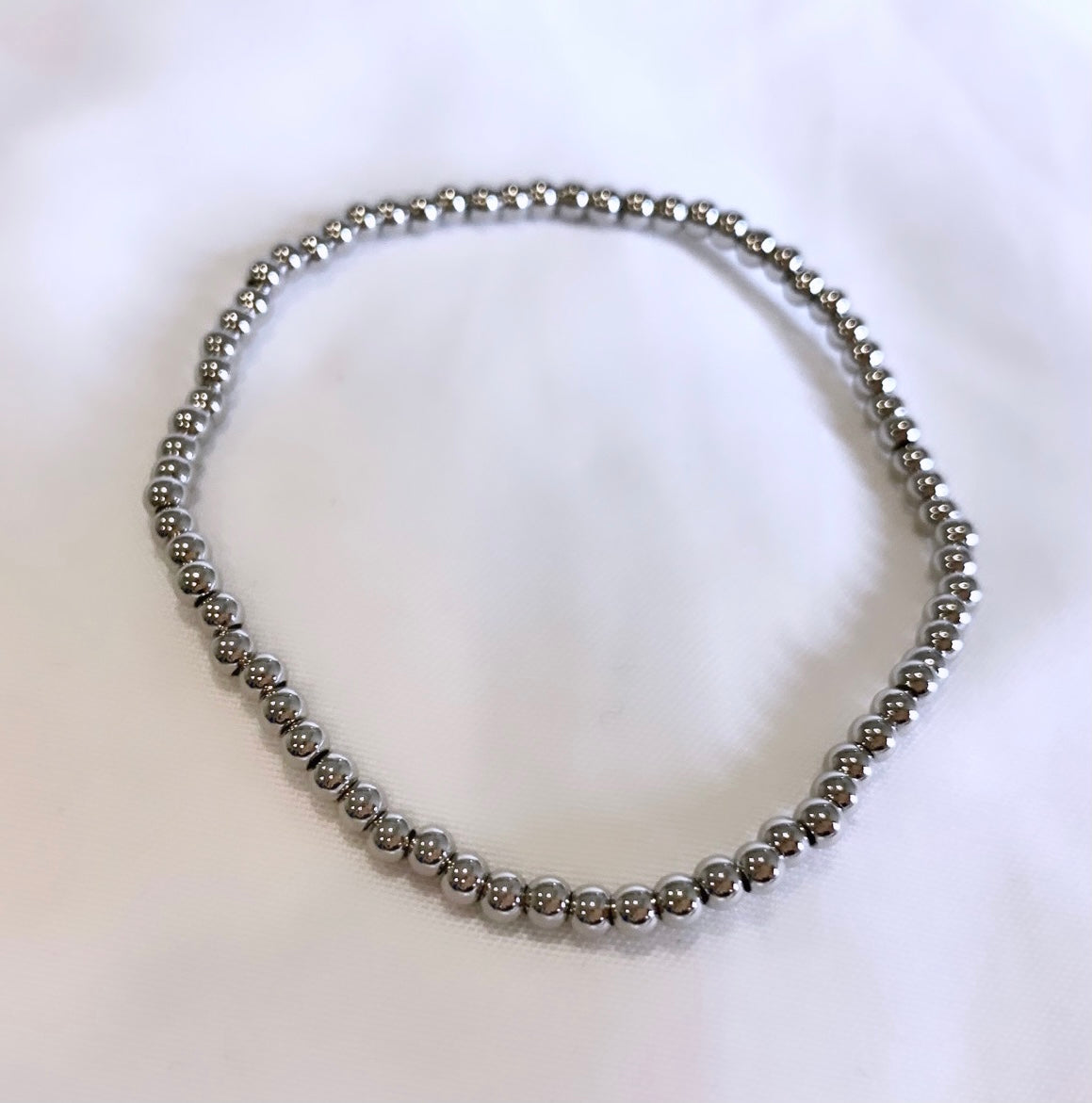 Beaded Silver Stack Bracelet