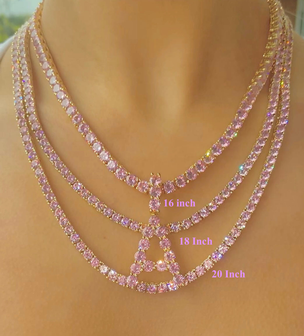 La Icy Initial Necklace - Pink