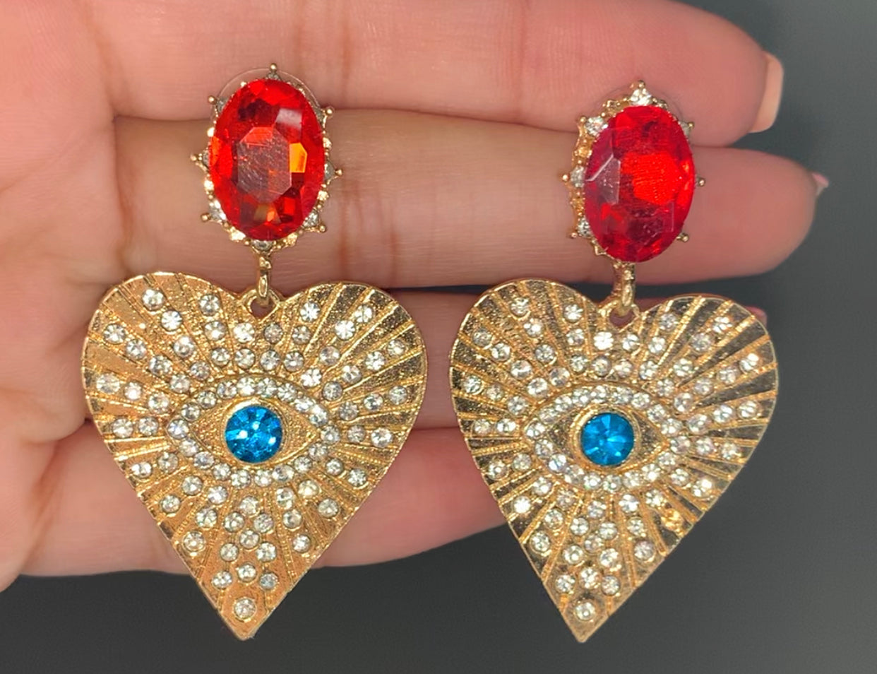 Royal Eye Heart Earrings