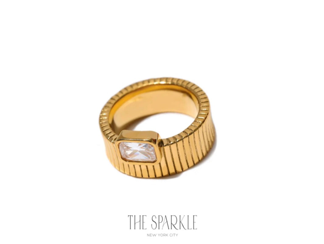 Centered Baguette Sparkle Ring