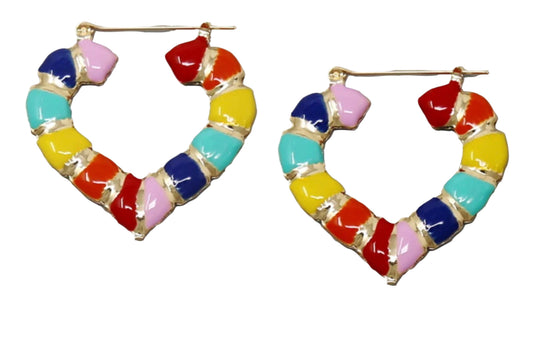 Live in Color Bamboo Heart Earrings